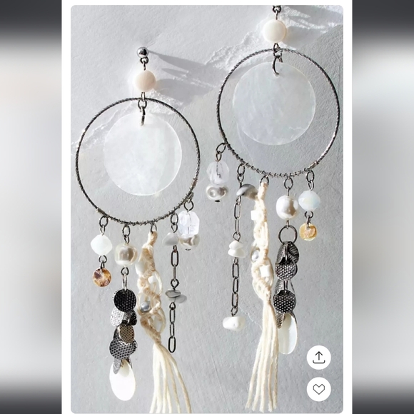 NEW! Free People,Coco Bongo Dangles, Silver/White -NWT